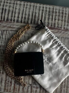 Kate Spade Black Velvet Pearl Handle Mini Bag